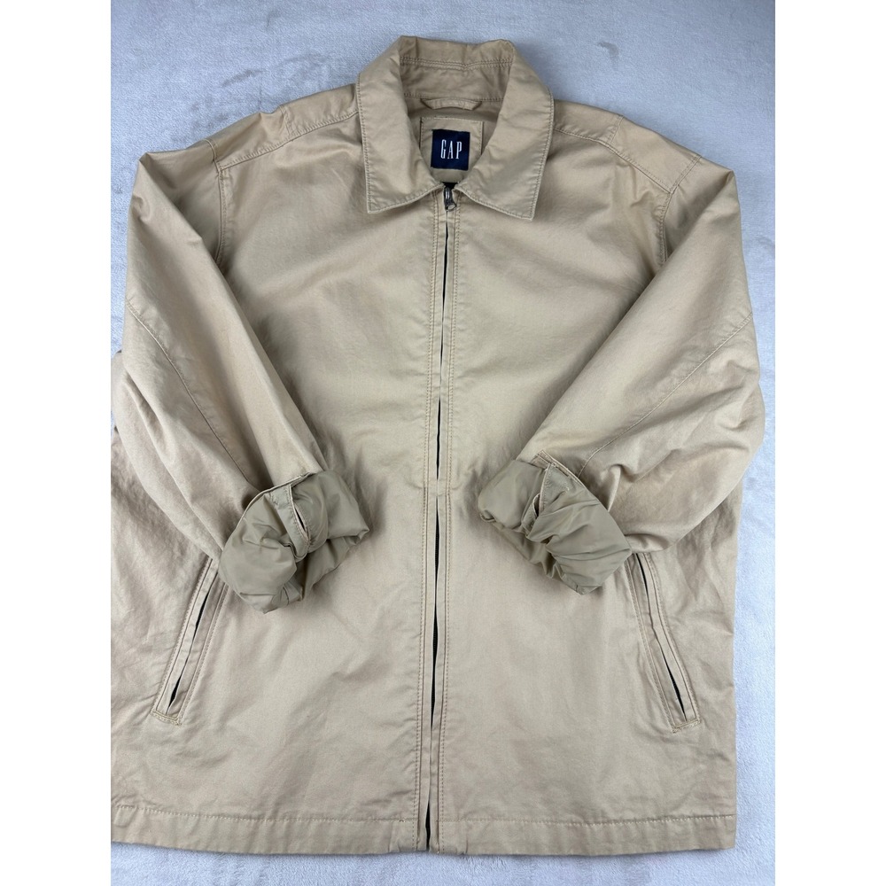 GAP Vintage Mens Barn Jacket Tan Cotton Zip Up Vintage 2004 Large 247222 - Picture 5 of 9